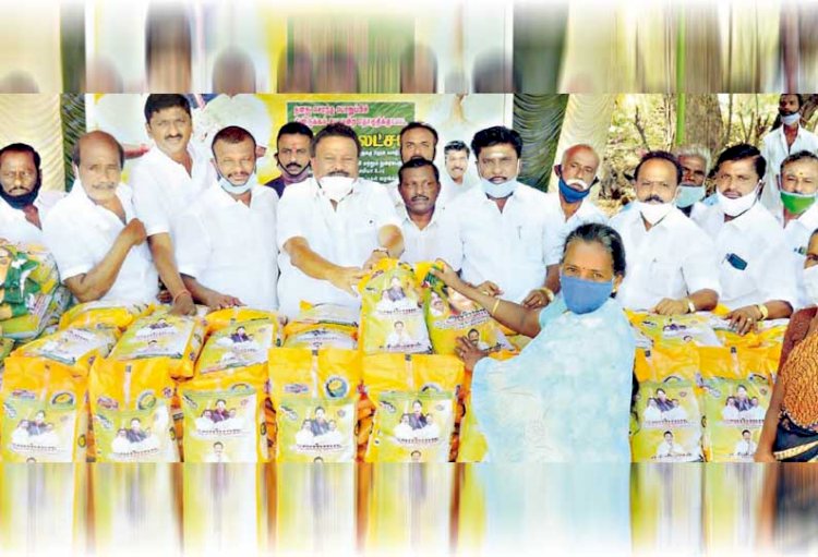 Relief items for the public at 11 locations  Presented by Minister Dindigul Srinivasan